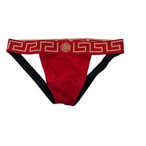 VERSACE Greca Border Medusa Logo Jockstrap Underwear Red Black Size 5/Large NWT